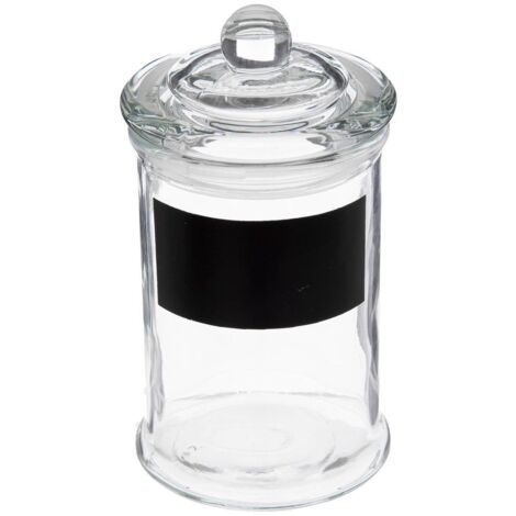 Ac-Deco – Lot de 6 pots à épices en verre – Dimensions 6x6 cm – Hauteur 11 cm – Couvercles fournis – Étiquettes ardoise incluses