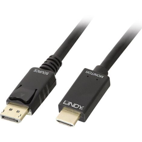 Câble adaptateur LINDY DisplayPort / HDMI Fiche mâle DisplayPort, Fiche mâle HDMI-A 5.00 m noir 36924 Câble DisplayPort C241911 (1/7)