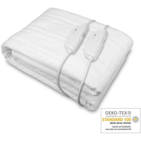 Surmatelas chauffant 160 x 150 cm – 200 W – 4 niveaux de température – Polyester doux – Système de sécurité avec protection contre la surchauffe – Medisana - A540662