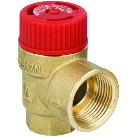 Soupape de sécurité MS 3/4 pouce x 1 pouce, 3 bar pour installations de chauffage central (1/2)