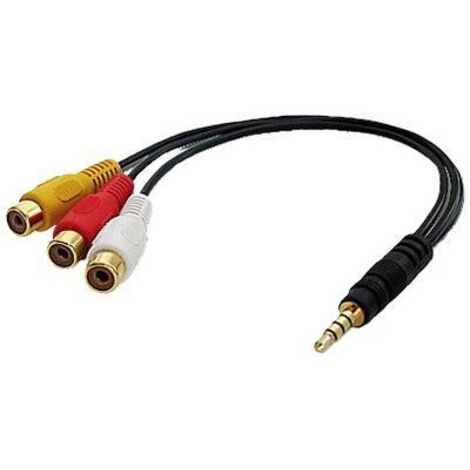 Câbles et adaptateurs audio vidéo LINDY AudiVideo Adapter 3.5-3xRCA Video+Audio-Stereo 4Segment3.5 (1/2)