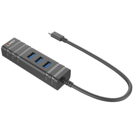 Lindy USB 3.1 Hub & Gigabit Ethernet Adapter Adaptateur USB réseau USB 3.1 Gen 1 Gigabit Ethernet x 1 + USB 3.1 x 3 noir (1/4)