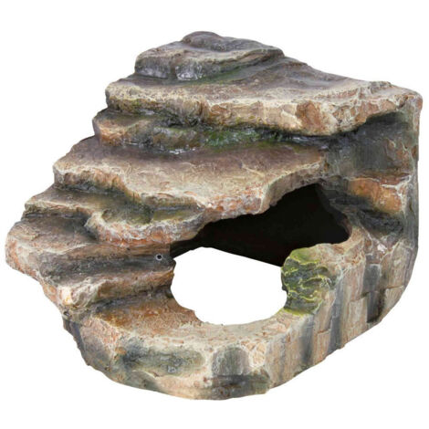 Rocher d'angle avec grotte et plateforme 16 x 12 x 15 cm. pour reptile. - Trixie
