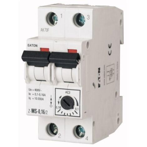 Eaton – Disjoncteur moteur bipolaire 2P – Courant 4A – Plage de réglage 2,5-4A – Pouvoir de coupure 10kA – Degré de protection IP20 - z-ms-4