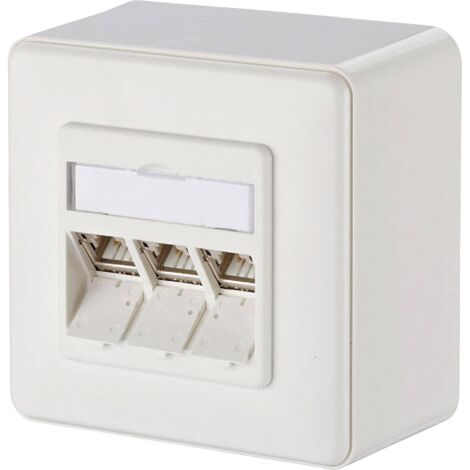 Prise réseau montage apparent (en saillie) CAT 6a 3 ports Metz Connect 130B12D30002-E blanc pur R01208 (1/4)