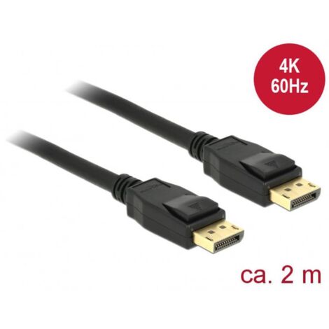 Câble de raccordement Delock DisplayPort Fiche mâle DisplayPort, Fiche mâle DisplayPort 2.00 m noir 83806 contacts dorés Câble DisplayPort C697921 (1/3)