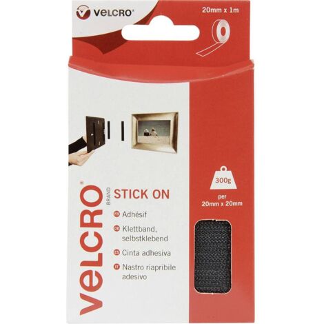 Ruban adhésif velcro noir 20 mm 1 mètre