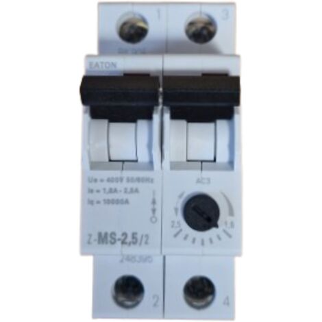 EATON Z-MS-2,5/2 INTERRUPTEUR DE PROTECTION DE MOTEUR Z-MS, 2P, 1,60 A - 2,50 A 248395