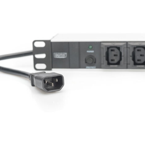 Multiprise rack 19" avec 10 prises C13, câble de 2 m, 1 fiche C14, protection contre les surcharges 10 A, DN-95404 (1/5)