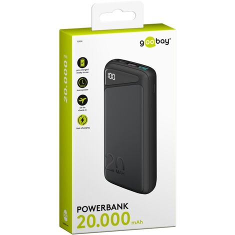Goobay Powerbank (batterie supplémentaire) 20000 mAh LiPo noir affichage du statut V366073 (1/5)