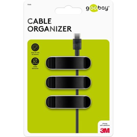 70685 Goobay 3 Slot Cable Management - Noir - Lot de 3 clips de gestion de câbles à trois fentes (1/5)