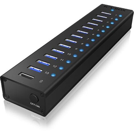 ICY BOX IB-AC6113 Concentrateur USB 3.0 13 Ports Noir (1/3)