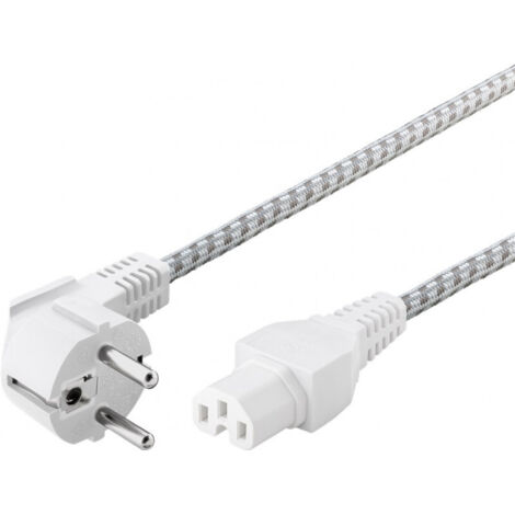 93314 Goobay Cordon d'alimentation C15 - 2 mètres (Blanc) - Câble d'alimentation type F CEE7/7 vers C15 - 2 m (1/2)