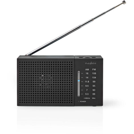Radio fm conception portable am fm fonctionnement de la batterie analogique 15 w ecran blanc noir bluetooth prise casque noir (1/5)