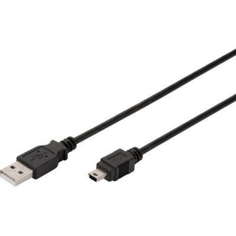 Digitus Câble USB USB 2.0 USB-A mâle, USB-Mini-B mâle 3.00 m noir avec fonction OTG AK-300108-030-S X46785 (1/2)