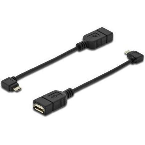 Digitus USB 2.0 Adaptateur [1x USB 2.0 mâle Micro-B - 1x USB 2.0 type A femelle] AK-300313-002-S 15.00 cm rond, blindage double, avec fonction OTG S385041 (1/3)