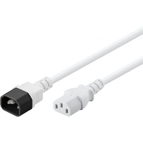 Rallonge pour Appareils Froids, 2 m, Blanc, Socle de connecteur C14 (prise secteur) Prise femelle C13 (prise secteur). Longueur de câble 2 m (1/3)