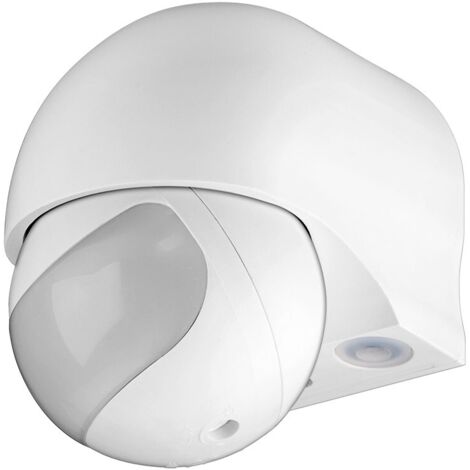 Détecteur de Mouvement Infrarouge, pour montage mural en saillie, détection de 180°, portée de 12 m, pour l'extérieur (IP44), adapté aux LEDs. Version couleur blanc (1/5)