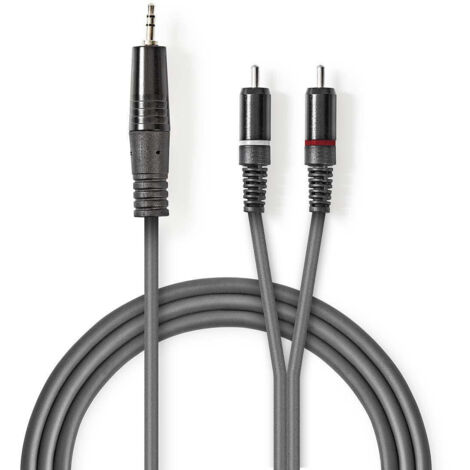 COTH22200GY30 Câble audio stéréo 3.5 mm Mâle 2x RCA Male Plaqué nickel 3.00 m Rond Gris Foncé Manchon en Carton (1/3)