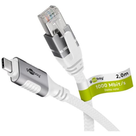 Câble Ethernet USB-C™ 3.1 vers RJ45, 2 m, connecte un routeur, modem ou switch réseau au port USB-C™ de l'ordinateur portable, tablette ou smartphone. Longueur de câble 2 m (1/5)