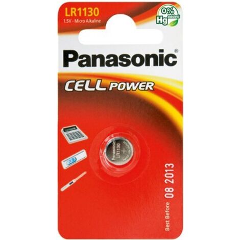 Panasonic – Pile bouton LR1130 1,5V – Pile alcaline 65 mAh pour montres et dispositifs médicaux – Température de fonctionnement -30°C à +60°C
