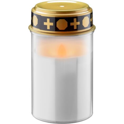 Bougie Funéraire LED avec Minuterie, blanc, blanc chaud (2400 K), fonctionne sur piles (2x C/LR14), pour l'intérieur et l'extérieur (IP44). (1/5)