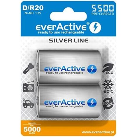 EverActive - Batterie rechargeable D 5500 mAh (2 unités, Ni-MH Mono R20, 1,2 V, 1 blister) (1/2)
