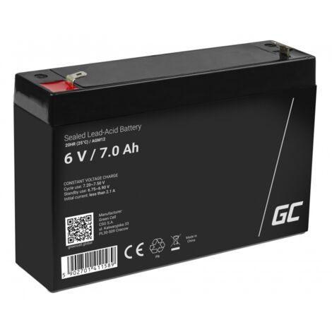 Green Cell – Batterie AGM gel 6V 7Ah – Technologie VRLA – Système de compression automatique – Pour systèmes d'alarme et jouets électriques (1/7)