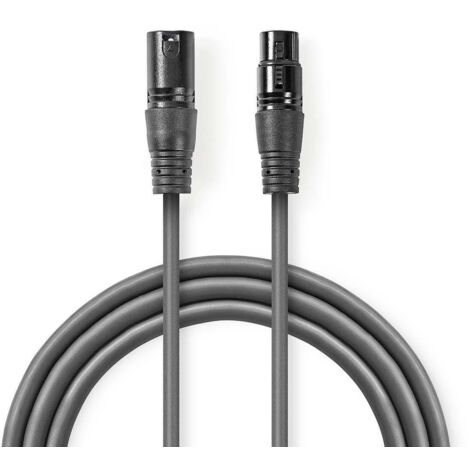 Cable adaptateur dmx xlr 3 broches male xlr 3 broches femelle nickele 050 m rond pvc gris fonce gaine en carton (1/3)