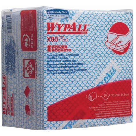 Torchon WYPALL X80 19154 L350xl340env. mm vert 1 couche plié en quarts 8 sachet (1/2)