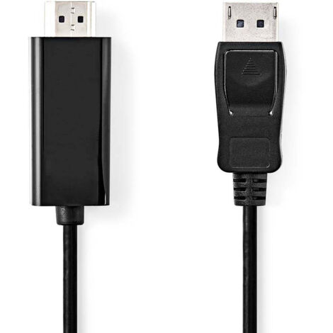 Cable displayport displayport male hdmi connector 1080p nickel plated 200 m round pvc black label (1/3)