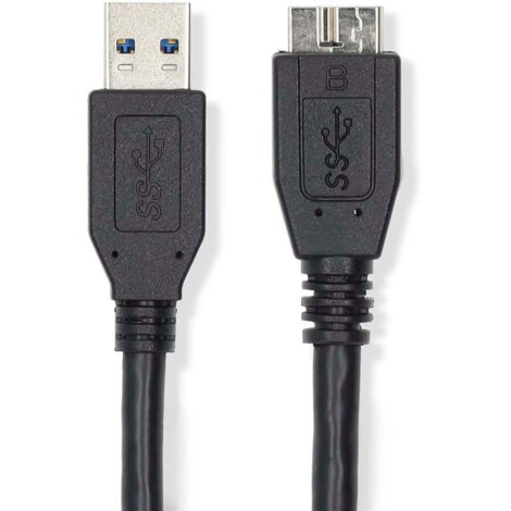 Cable usb usb 32 gen 1 usb a male usb micro b male 5 gbps nickele 050 m rond pvc noir etiquette (1/2)