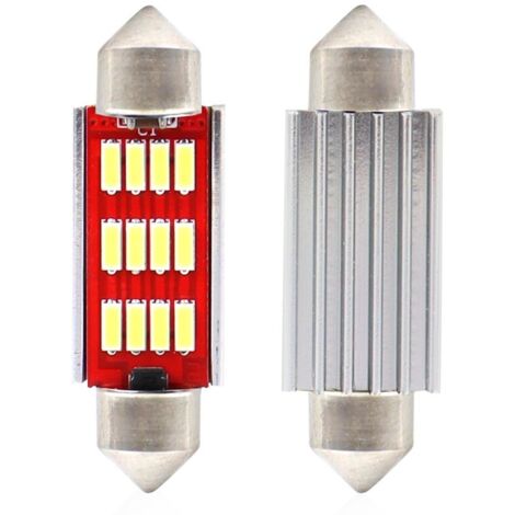 Ampoules LED CANBUS 4014 12SMD Festoon C5W C10W C3W 41 mm Blanc 12 V 24 V AMIO-01291 (1/2)