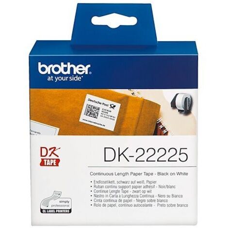 Brother DK-22225 Rouleau d'étiquettes 38 mm x 30.48 m papier blanc 1 pc(s) fixation permanente DK22225 Etiquette univer (1/5)