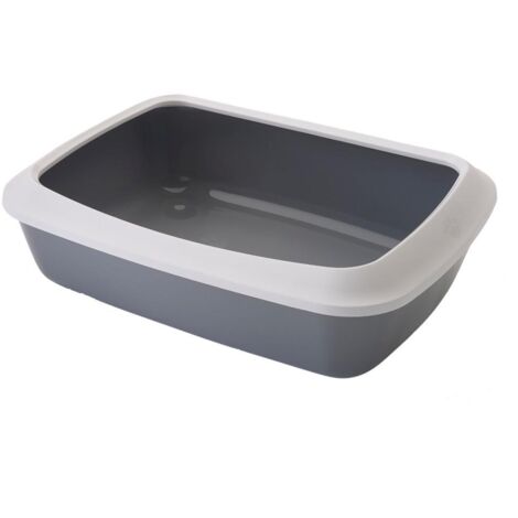 Bac à litière avec rebord 42 cm – Plastique gris – Pour chats jusqu'à 4,9 kg – Design compact et esthétique – Savic