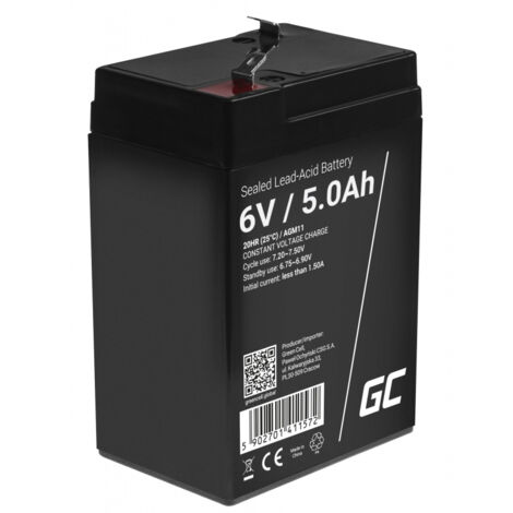 Green Cell – Batterie AGM Gel 6V 5Ah rechargeable – Plomb scellé VRLA – Autonomie 5 ans – Connecteur Faston 187 pour systèmes d'alimentation (1/5)