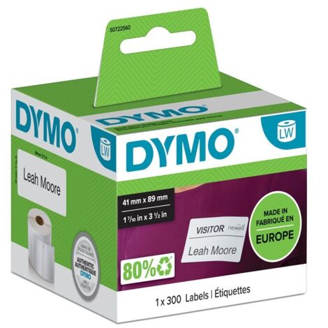 DYMO Rouleau d'étiquettes 11356 S0722560 89 x 41 mm papier blanc 300 pc(s) décollable Etiquette porte-noms