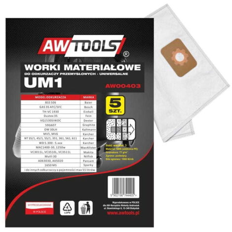 Sacs en microfibre Awtools, lot de 5, UM1 GAS35/VC3011L/VC3510L/VC3511L/S44 (1/2)