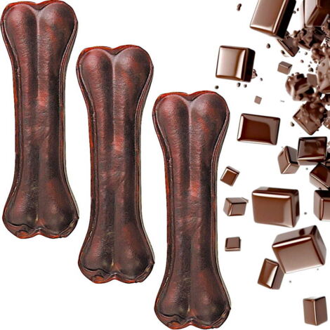 Délice en os pressé au chocolat, à mâcher pour chien Woof&Miao 10 cm, 3 pcs.