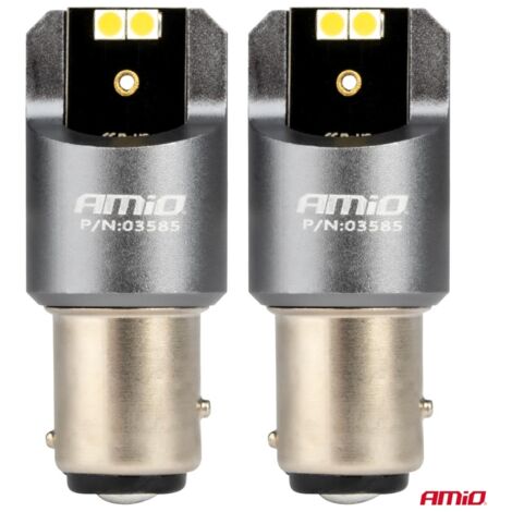 Ampoules LED CANBUS série PRO BAY15D P21/5W 4x3030 SMD blanc 12V 24V AMIO-03585 (1/3)