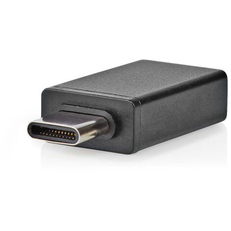 Adaptateur usb c usb 32 gen 1 usb c male usb a femelle 5 gbps otg rond nickele noir boite