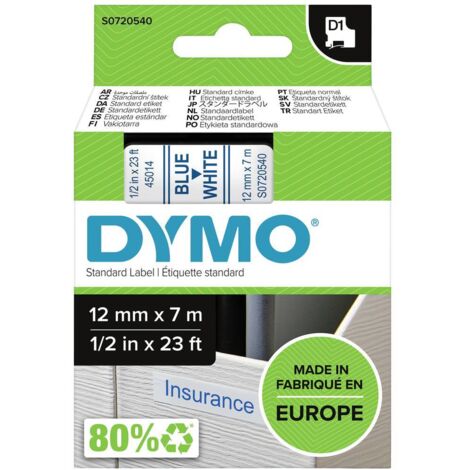 Ruban d'étiquetage DYMO D1 45014 Couleur de ruban: blanc Couleur de police:bleu 12 mm 7 m