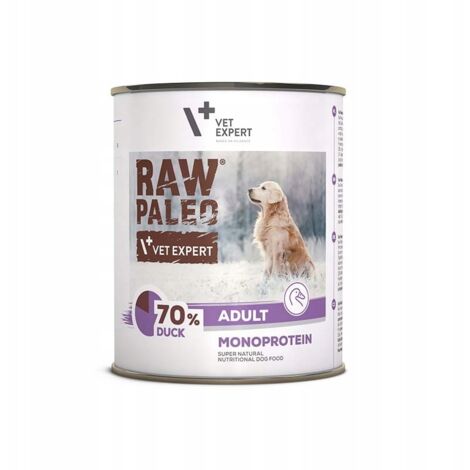 Nourriture humide pour chiens adultes VetExpert Raw Paleo Duck, 12 x 800 g