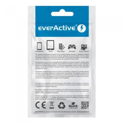 Câble everActive USB Lightning 1m - Noir, silicone, charge rapide, 2,4A - CBS-1IB (1/3)