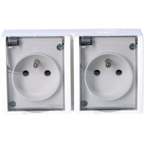 Prise avec terre double n/t IP54 AQGZ1-2/11a Aquarius blanc, clapet anti-fumée (1/4)