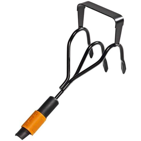 Fiskars – Griffe sarcleuse QuikFit 125 mm 3 dents en acier trempé – Pour ameublir et aérer sols légers à moyennement lourds – Design ergonomique