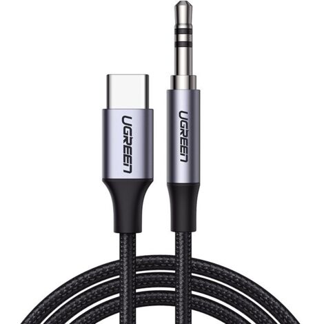 Câble audio stéréo AUX mini jack 3,5 mm - USB-C pour téléphone tablette 1m noir