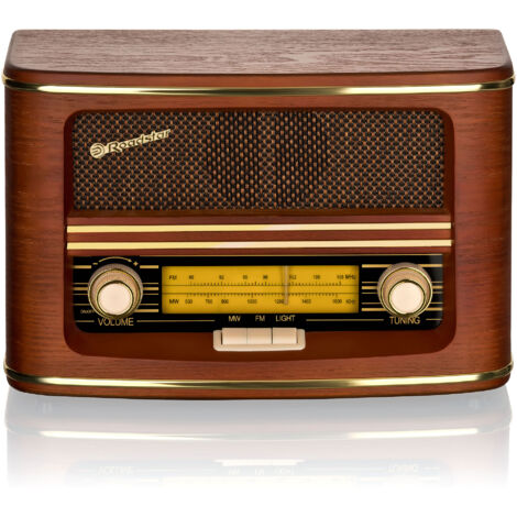 Roadstar HRA-1500N Radio Vintage Portable FM/MW Haut-parleur, Alimentation Secteur ou par Piles  Bois