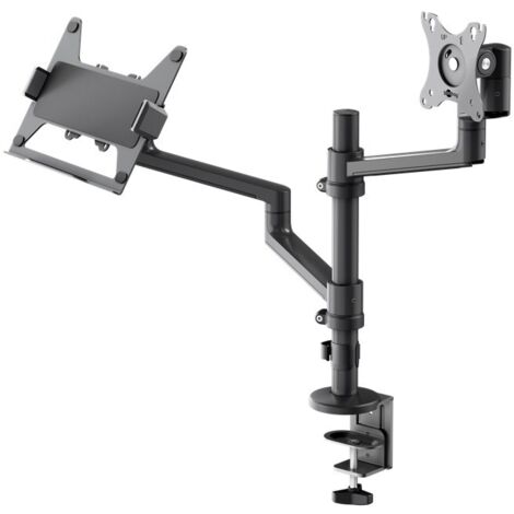 Support pour Écran Deluxe avec Bras pour Ordinateur Portable, noir, station de travail pour moniteurs de 17 à 32 pouces (43 - 81 cm) plus un ordinateur portable, moniteur max. 8 kg/ordinateur portable (1/5)
