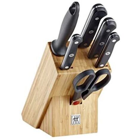 ZWILLING Gourmet Set de Couteaux, 7 pièces (couteaux, aiguisoir, ciseaux et bloc), acier inoxydable, manche ergonomique, noir -Fabriqué en Allemagne